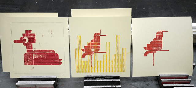 Lego letterpress prints of birds