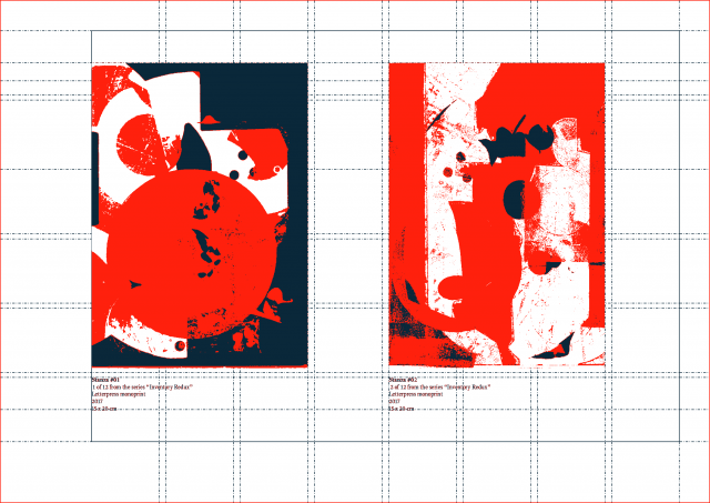 Screenshot van het grid en de layout voor de print/pdf versie.